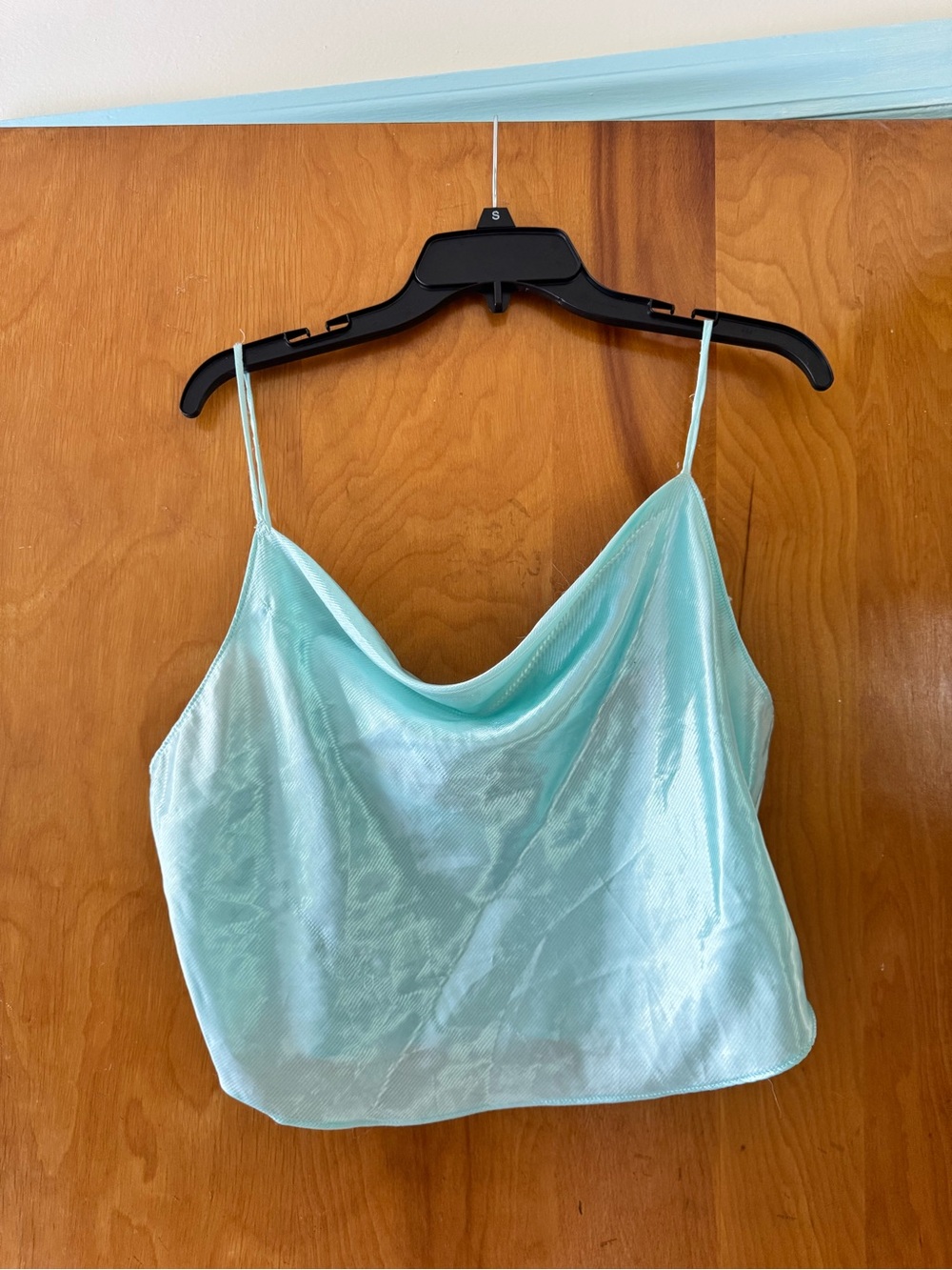 Vintage Shirley of Hollywood Aqua Satin Cowl Camisole